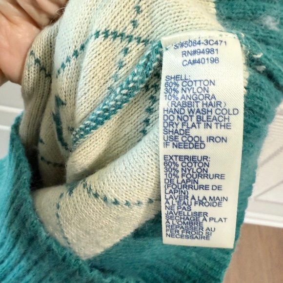 Heritage Juniors Tween Teen Y2K Teal and White Sweater Vest Academia Twee Retro - Picture 5 of 5